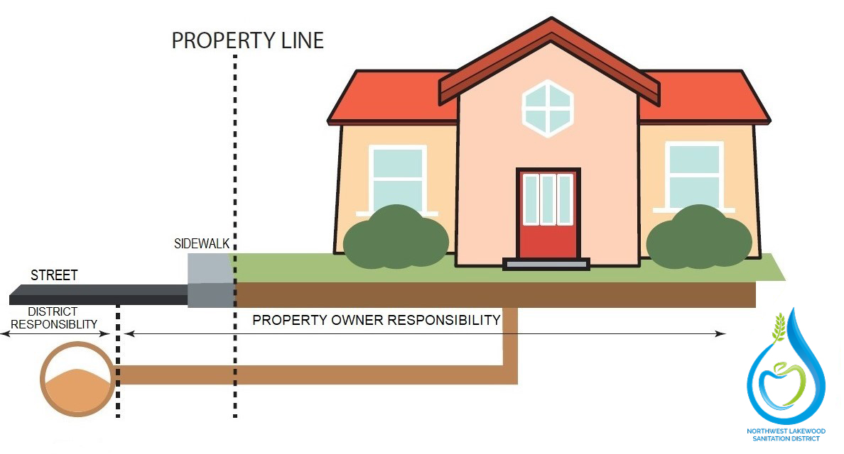 Graphic showing who is responsible for sewer line maintenance